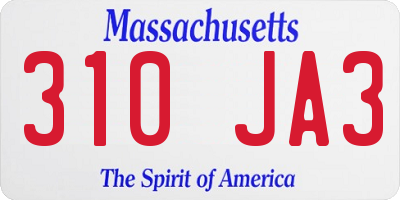 MA license plate 310JA3