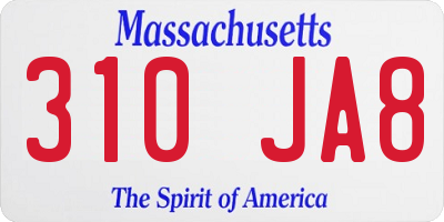MA license plate 310JA8
