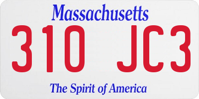 MA license plate 310JC3