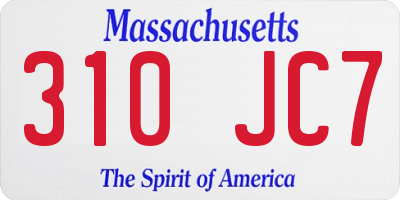 MA license plate 310JC7