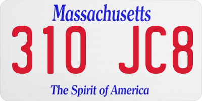 MA license plate 310JC8