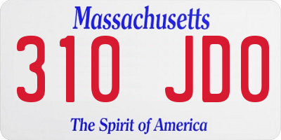 MA license plate 310JD0