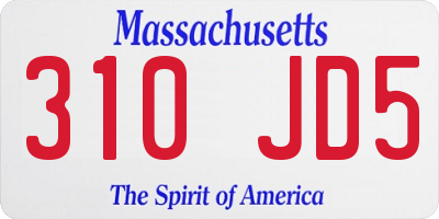 MA license plate 310JD5