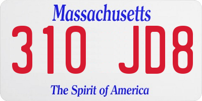MA license plate 310JD8