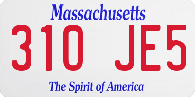 MA license plate 310JE5