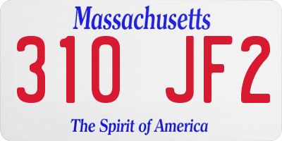 MA license plate 310JF2