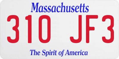MA license plate 310JF3