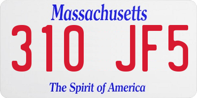 MA license plate 310JF5
