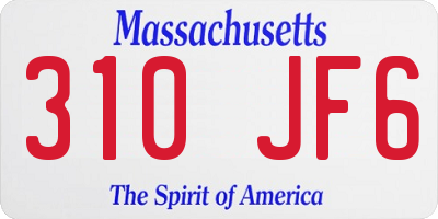 MA license plate 310JF6