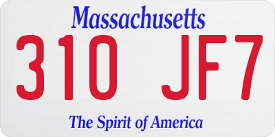 MA license plate 310JF7