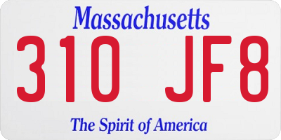 MA license plate 310JF8