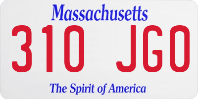 MA license plate 310JG0