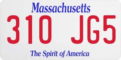 MA license plate 310JG5
