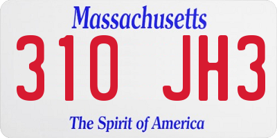 MA license plate 310JH3