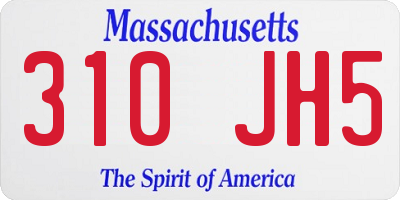 MA license plate 310JH5