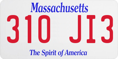 MA license plate 310JI3