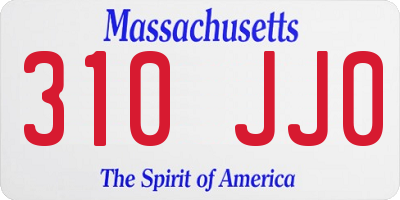 MA license plate 310JJ0