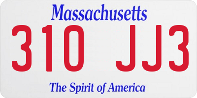 MA license plate 310JJ3