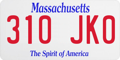 MA license plate 310JK0