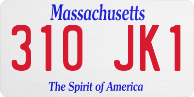 MA license plate 310JK1