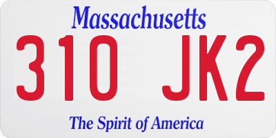 MA license plate 310JK2