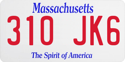 MA license plate 310JK6