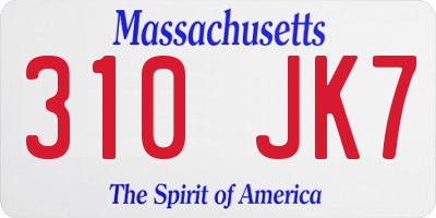 MA license plate 310JK7