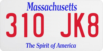 MA license plate 310JK8
