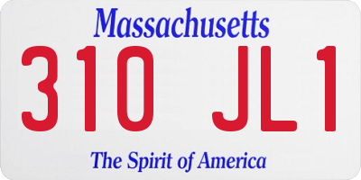 MA license plate 310JL1