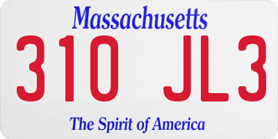 MA license plate 310JL3