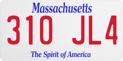 MA license plate 310JL4