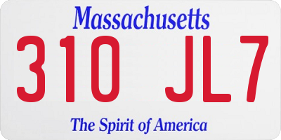 MA license plate 310JL7