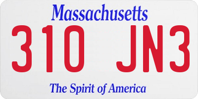 MA license plate 310JN3