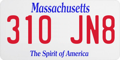 MA license plate 310JN8