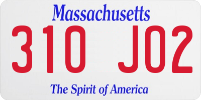 MA license plate 310JO2