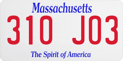 MA license plate 310JO3