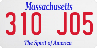 MA license plate 310JO5