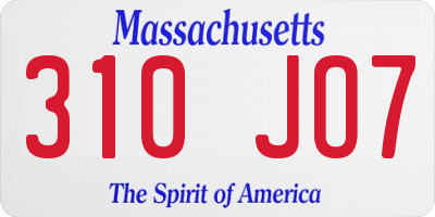 MA license plate 310JO7