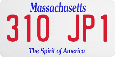 MA license plate 310JP1