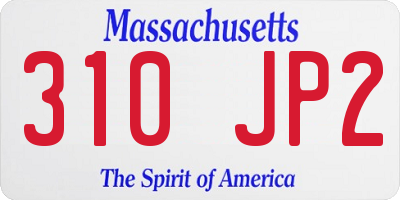 MA license plate 310JP2