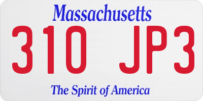 MA license plate 310JP3