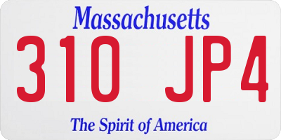 MA license plate 310JP4