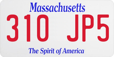 MA license plate 310JP5