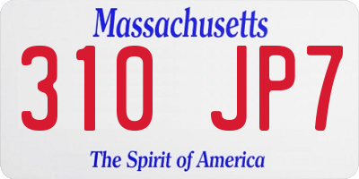 MA license plate 310JP7