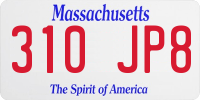 MA license plate 310JP8