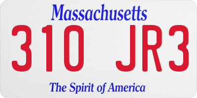 MA license plate 310JR3