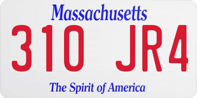MA license plate 310JR4