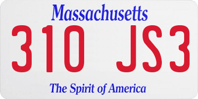 MA license plate 310JS3