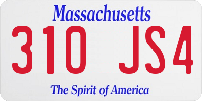 MA license plate 310JS4