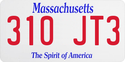 MA license plate 310JT3